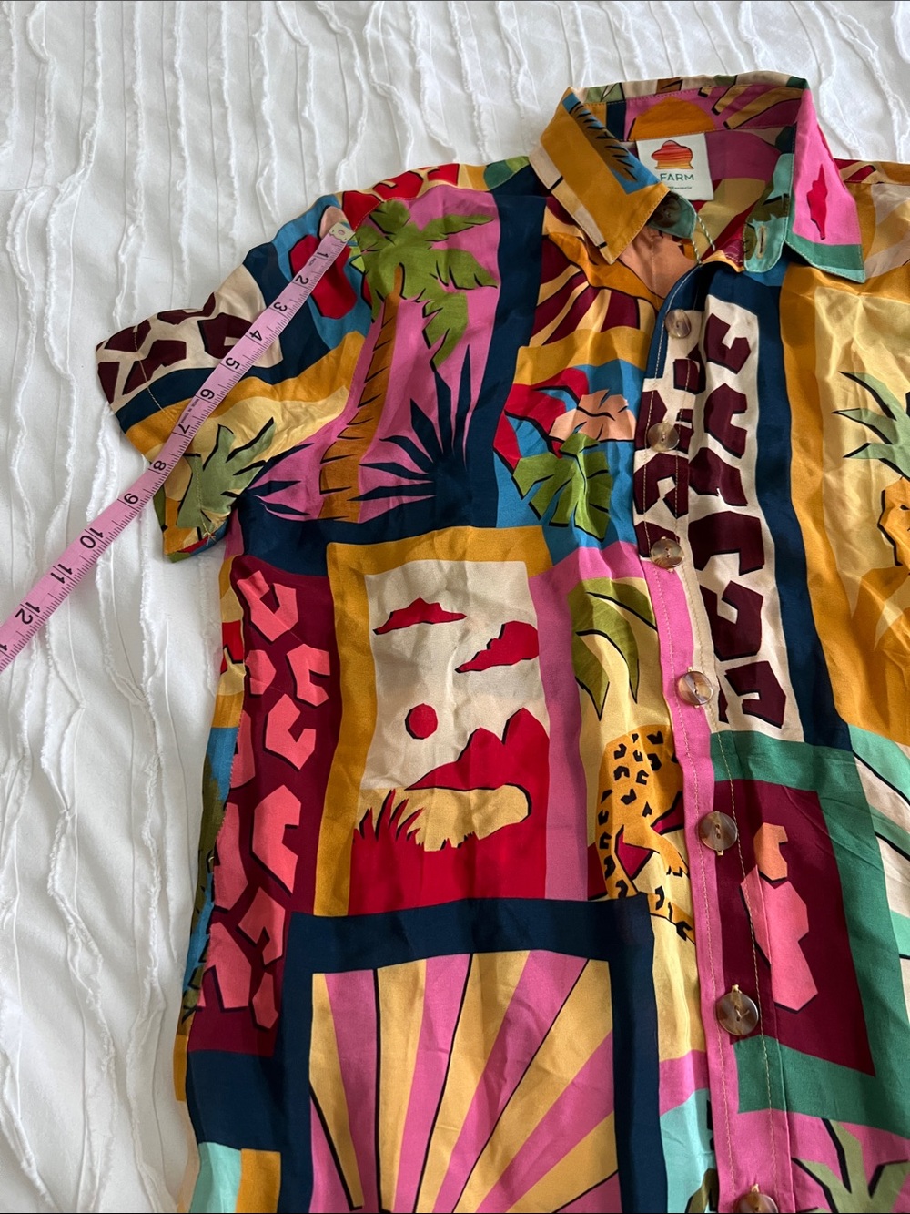 Farm Rio Tropical Patchwork Button-Up Shirt - Picture 4 of 10